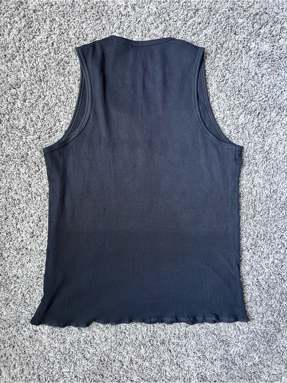 Guess Black Ribbed Tank with Crystal Logo Script - Picture 2 of 4